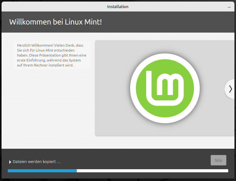 Installation Routine Dateien werden kopiert...