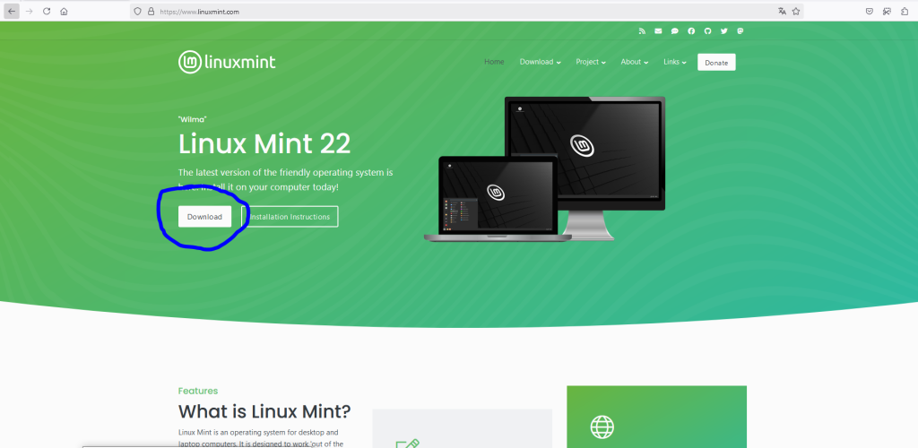 Linux Mint Download Seite