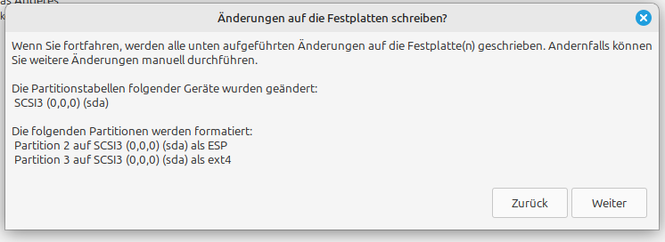 Änderungen auf Festplatte schreiben?
