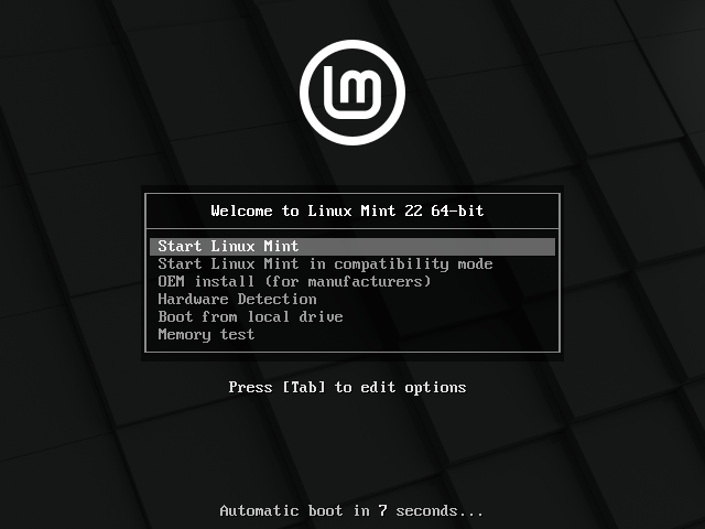 Linux Mint Xia Startfenster Boot